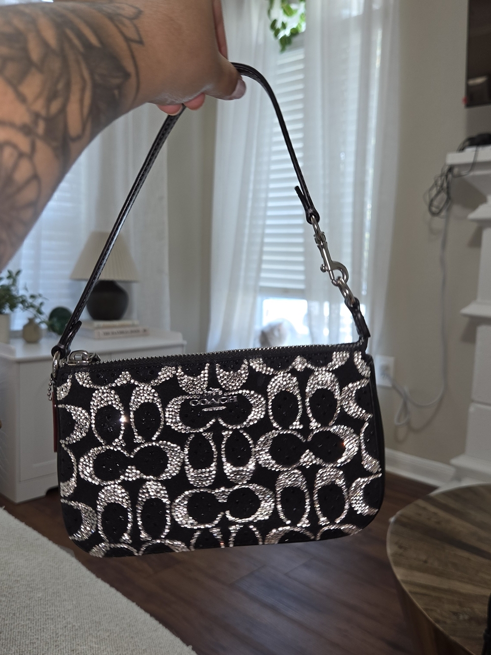 Coach Black Sequin Signature Wristlet Shoulder Bag